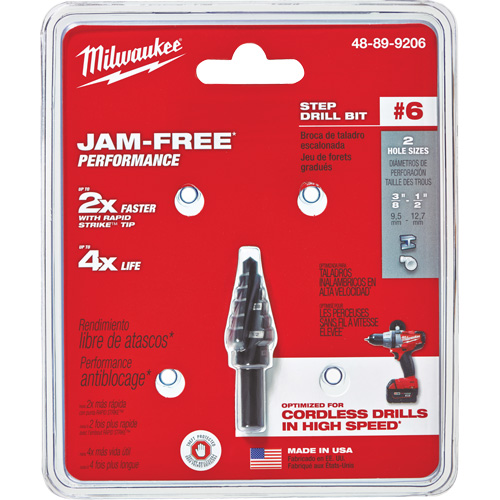 Milwaukee 48-89-9206 Foret &eacute;tag&eacute; no 6, 3/8" - 1/2", Incr&eacute;ments de 1/16", Acier rapide