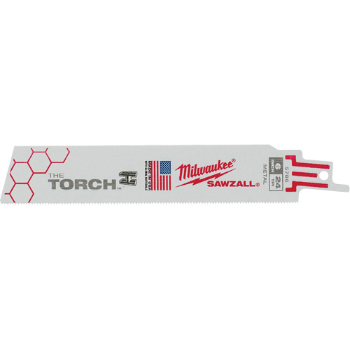 Milwaukee 48-00-5786 The Torch Sawzall&reg; Blade, Bi-Metal, 24 TPI, 6" L x 1" W