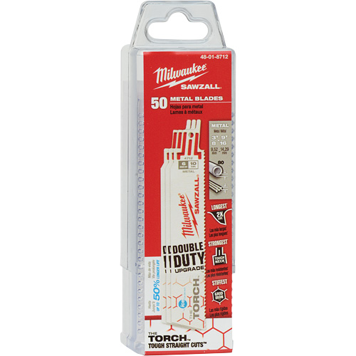 Milwaukee 48-01-8712 The Torch Ice Hardened Sawzall&reg; Blades, Bi-Metal, 10 TPI, 6" L x 1" W
