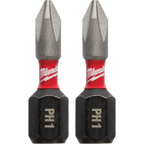 Milwaukee 48-32-4411 Forets &agrave; chocs Shockwave, Phillips, #1, Prise 1/4"