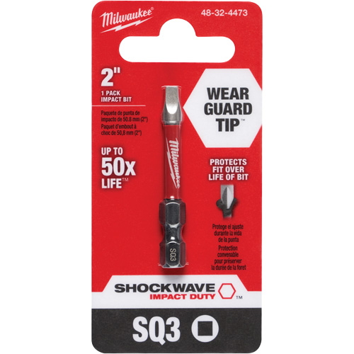 Milwaukee 48-32-4473 Embouts &agrave; percussion Shockwave Impact-Duty, Carr&eacute;e, Embout #3, Prise 1/4", Longueur 2"