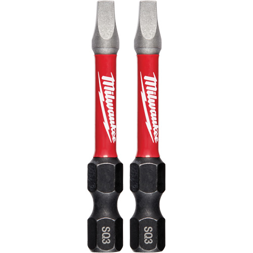 Milwaukee 48-32-4910 Tr&eacute;pans &agrave; choc Shockwave, Carr&eacute;e, Embout #3, Prise 1/4", Longueur 2"