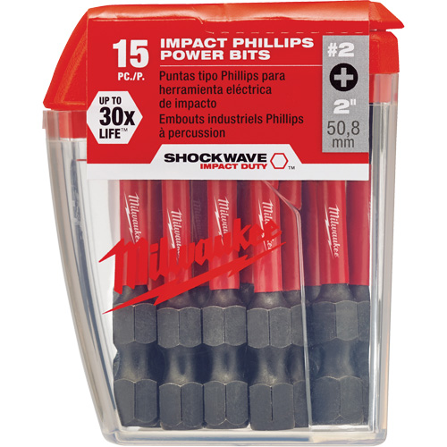 Milwaukee 48-32-5004 Shockwave Impact Insert Bits, Phillips, #2 Tip, 1/4" Drive Size, 2" Length