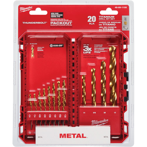 Milwaukee 48-89-1105 Thunderbolt&reg; Drill Bit Set, 20 Pieces, High Speed Steel