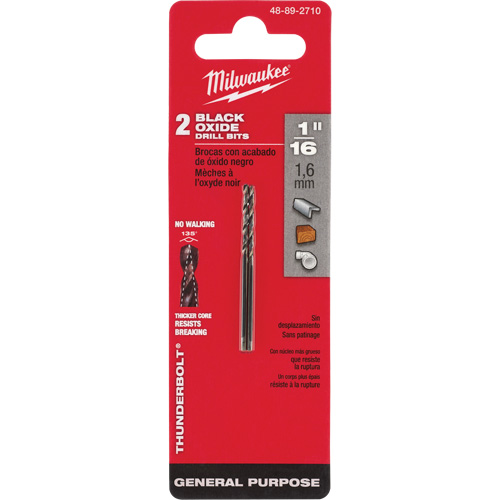 Milwaukee 48-89-2710 Thunderbolt&reg; Jobber Drill Bit, High Speed Steel, 1/16", 1-7/8" L, 7/8" Flute, 135° Point Angle