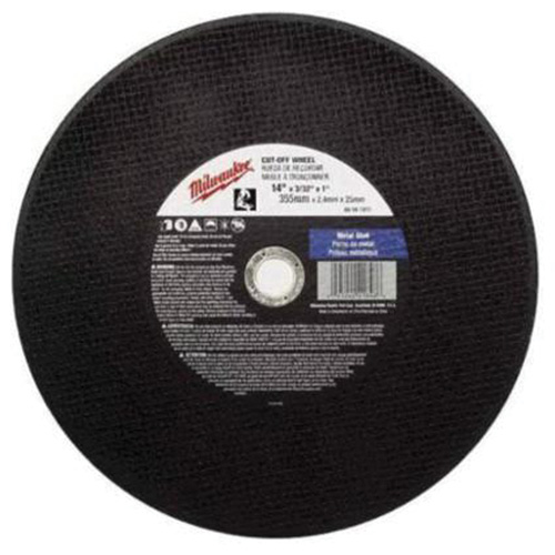 Milwaukee 49-94-1275 High Speed Cut-Off Wheel, 12" x 1/8", 1" Arbor, Type 1, Aluminum Oxide, 4365 RPM