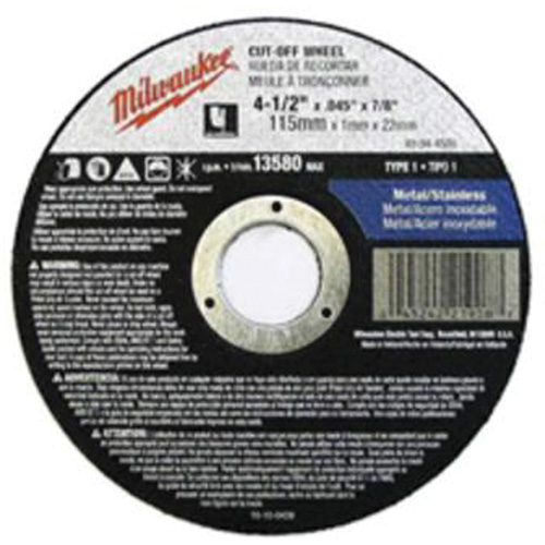 Milwaukee 49-94-5005 Meules &agrave; tronçonner &agrave; centre abaiss&eacute;, 5" x 0,045", Arbre de 7/8", Type 27, Oxyde d'aluminium, 13580 Tr/min