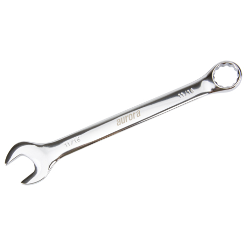 Aurora Tools TYK607 Combination Wrench, 12 Point, 11/16", Chrome Finish