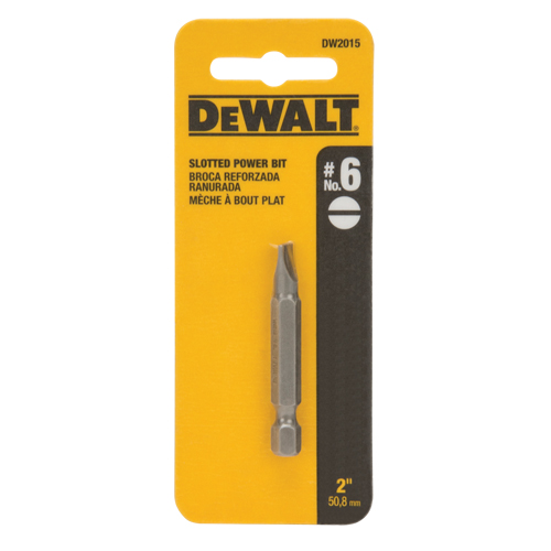 DEWALT DW2015 Embout de tournevis, Fente, Embout #6, Prise 1/4", Longueur 2"