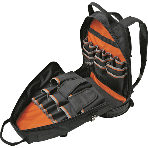 Klein Tools 55421BP-14 Tradesman Pro Electrician's Backpack Organizer, 14" L x 7" W, Black, Ballistic