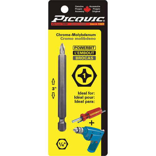 Picquic 88021 Embout, Phillips, Embout #1, Prise 1/4", Longueur 3"