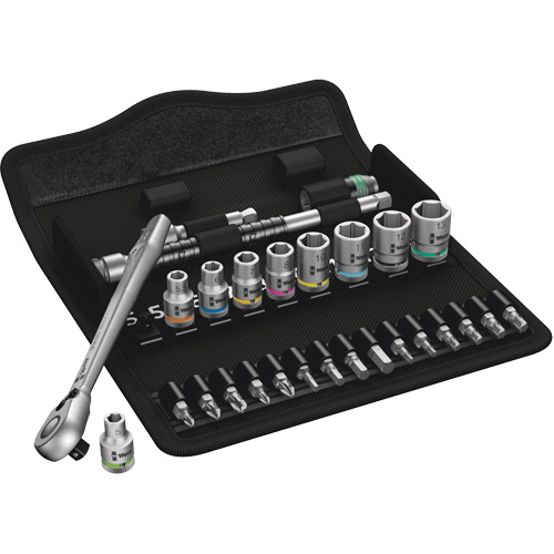Wera Tools 5004018001 Zyklop Metric Metal Ratchet with Switch Lever Set, 28 Pcs, 1/4" Drive Size