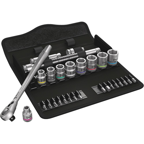 Wera Tools 5004048001 Jeu de rochet m&eacute;trique en m&eacute;tal Zyklop a/interrupteur &agrave; levier, 29 Mcx, Prise de 3/8"