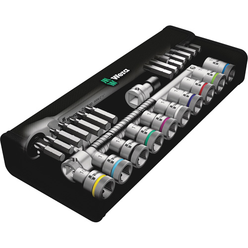 Wera Tools 05004078001 Jeu de rochet m&eacute;trique en m&eacute;tal Zyklop a/interrupteur &agrave; levier, 29 Mcx, Prise de 1/2"