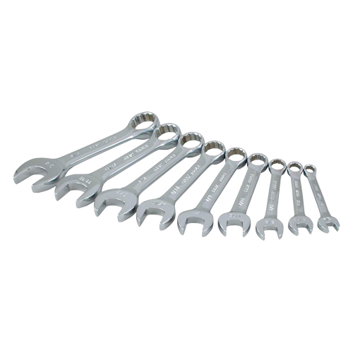 Gray Tools 63809 Stubby Wrench Set, Combination, 9 Pieces, Imperial