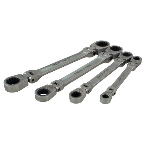 Gray Tools 59804A Jeu de cl&eacute;s, T&ecirc;te articul&eacute;e, 4 morceaux, Imp&eacute;rial