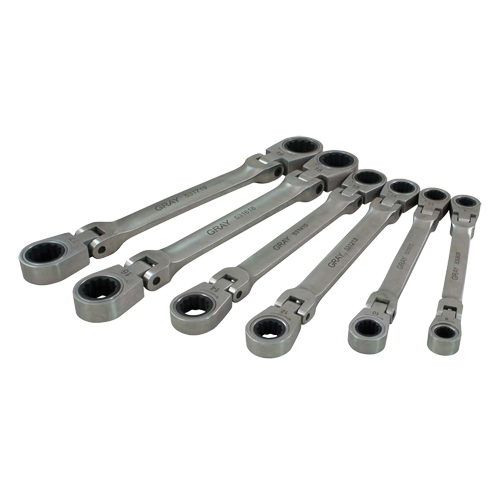 Gray Tools 59806A Wrench Set, Flex Head, 6 Pieces, Metric