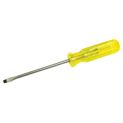 Gray Tools 10806 Slotted Screwdriver, 1/4", 9-7/16" L, Plastic Handle