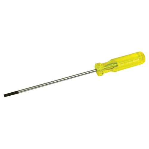 Gray Tools 30606 Electrician's Slotted Screwdriver, 3/16" Tip, Round, 9-1/2" L, Plastic Handle