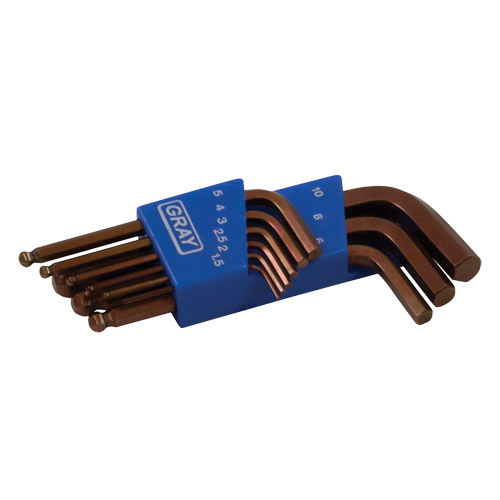Gray Tools 697109 Short Ball End Hex Key Set, 9 Pcs., Metric
