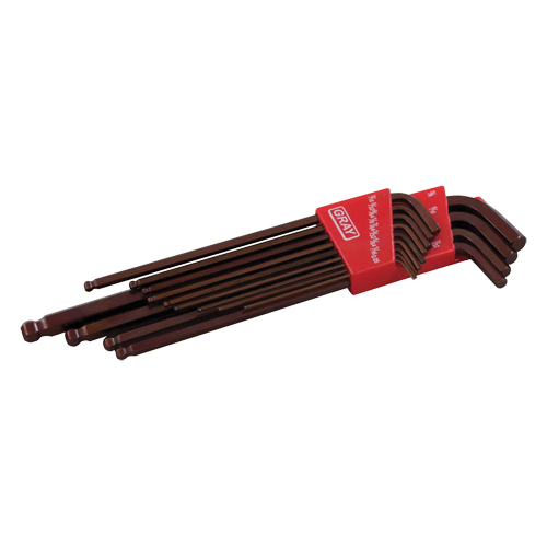 Gray Tools 68913XL Extra Long Arm Ball Hex Key Set, 13 Pcs., Imperial