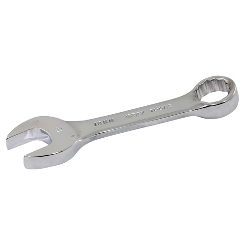 Gray Tools 64218 Stubby Combination Wrench, 12 Point, 18 mm, Chrome Finish