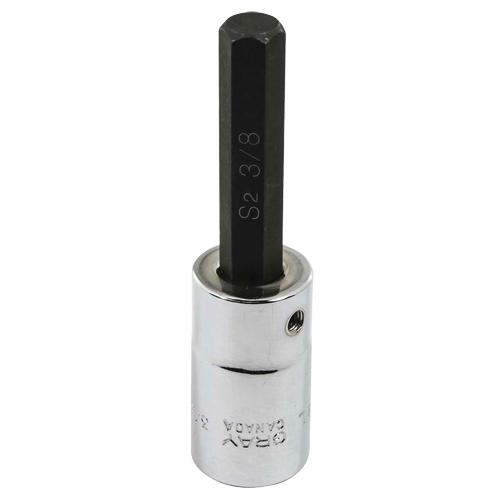 Gray Tools DW12L Douille, Hexagonale, 3/8" x 3-1/4" lo, Prise Prise carr&eacute;e 1/2"