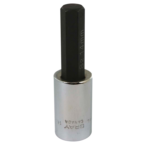 Gray Tools MDW14L Bit Socket, Hex, 14 mm x 94 mm L, 1/2" Square Drive Drive