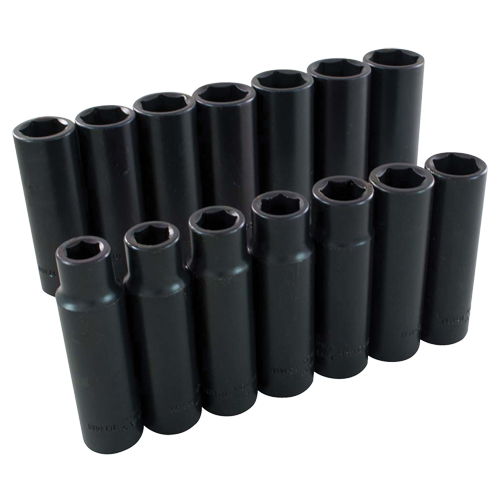 Gray Tools 39214 Jeu de douilles, 14 Mcx, Chocs, Prise de 1/2", Profond