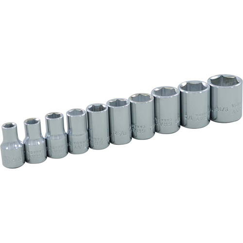 Gray Tools 15010 Jeu de douilles, 10 Mcx, Prise de 1/4"