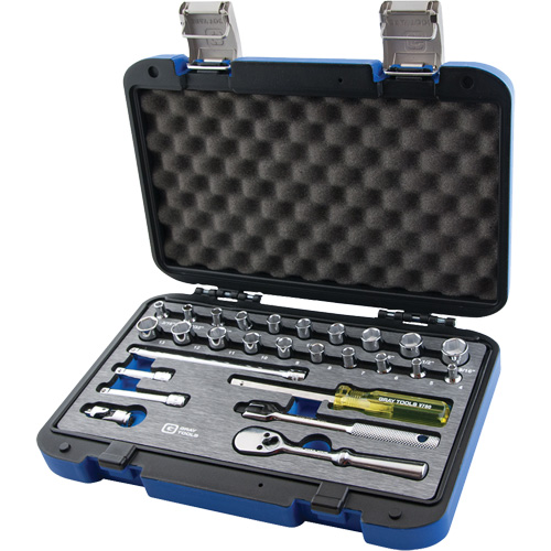 Gray Tools 15027SH Socket Set, 27 Pcs, 1/4" Drive Size