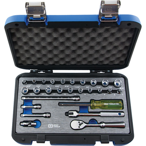 Gray Tools 15027SH Socket Set, 27 Pcs, 1/4" Drive Size