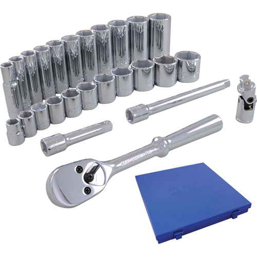 Gray Tools 25026 Socket & Attachment Set, 26 Pcs, 3/8" Drive Size, Deep