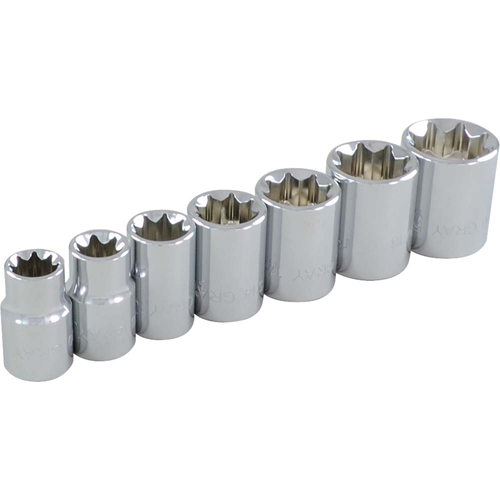 Gray Tools 25407 Jeu de douilles, 7 Mcx, Prise de 3/8"