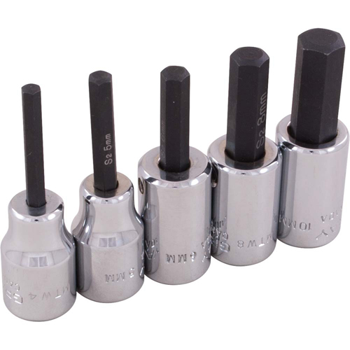 Gray Tools 29605 Jeu de douilles &agrave; t&ecirc;te hexagonale, Hexagonale, Prise 3/8", 5 mrcx