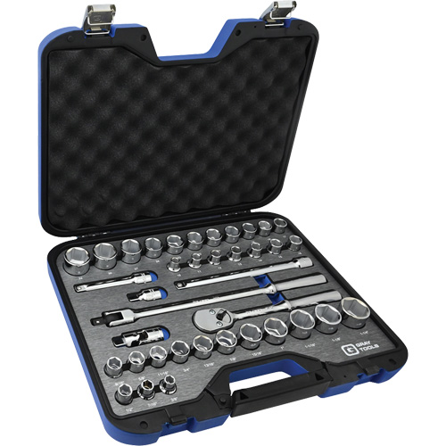 Gray Tools 35038SH SAE & Metric Socket & Attachments Set, 38 Pcs, 1/2" Drive Size