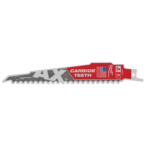Milwaukee 48-00-5221 Lame de scie AX Sawzall, Coupe au carbone, 5 Dents par pouce, 6" lo x 1" la