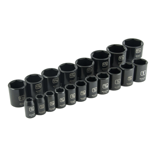 Dynamic Tools D018024 SAE Socket Set, 19 Pcs, Impact, 1/2" Drive Size