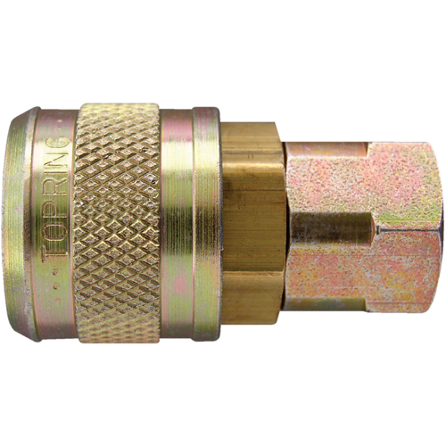 Topring 20.444 Quick Couplers - 1/4" Industrial, One Way Shut-Off - Automatic Couplers, Brass