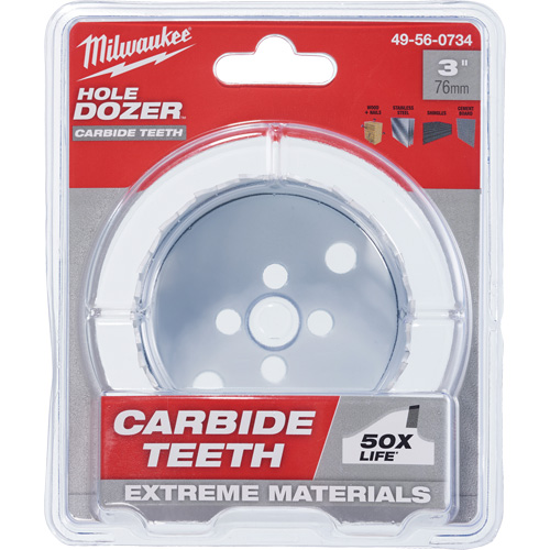 Milwaukee 49-56-0734CAN Scie &agrave; bouteur Hole Dozer avec dents au carbure, 3", Profondeur de la coupe 1-63/100", Carbure
