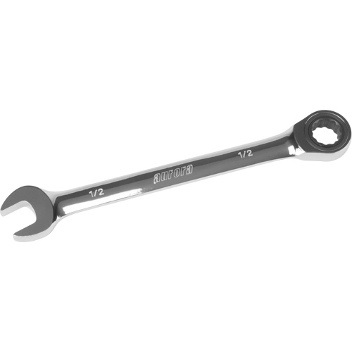 Aurora Tools UAD656 SAE Ratcheting Combination Wrench, 12 Point, 1/2", Chrome Finish