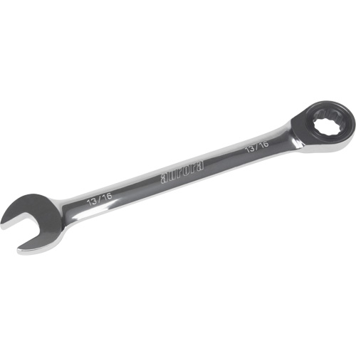 Aurora Tools UAD661 SAE Ratcheting Combination Wrench, 12 Point, 13/16", Chrome Finish