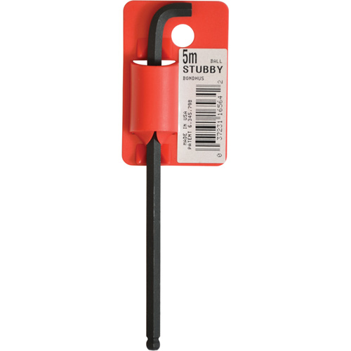 Bondhus 16564-BON Long-Arm Hex Key Wrench, Ball End, 5 mm x 119 mm L, L Shape