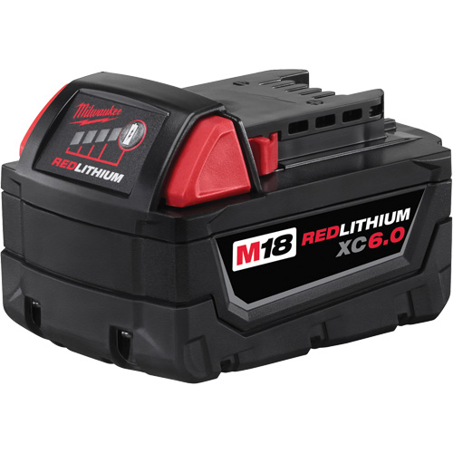 Milwaukee 48-11-1860 M18 Redlithium XC6.0 Battery Pack, Lithium-Ion, 18 V, 6.0 Ah