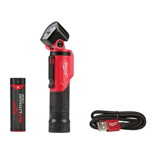 Milwaukee 2113-21 USB Pivoting Flashlight, LED, 500 Lumens, Rechargeable Batteries