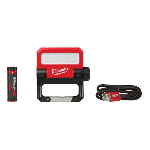 Milwaukee 2114-21 USB Rover Pivoting Flood Light, LED, 550 Lumens, Rechargeable Batteries