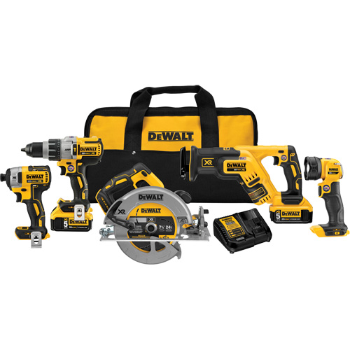 DEWALT DCK594P2 Max XR&reg; Cordless 5-Tool Combo Kit, Lithium-Ion, 20 V