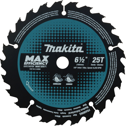 Makita B-62963 Lame de scie circulaire efficacit&eacute; maximale, 6-1/2", 25 dents, Pour Stratifi&eacute;/Bois