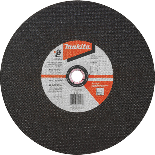 Makita B-64705-25 Meule &agrave; tronçonner abrasive, 14" x 3/32", Arbre de 1", Type 1, Oxyde d'aluminium, 4400 Tr/min