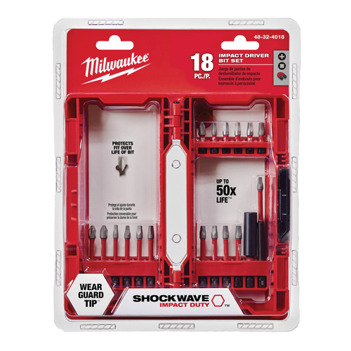 Milwaukee 48-32-5125CAN Jeu d'embouts pour cl&eacute; &agrave; chocs Shockwave, 18 Mcx, Phillips/Carr&eacute;e